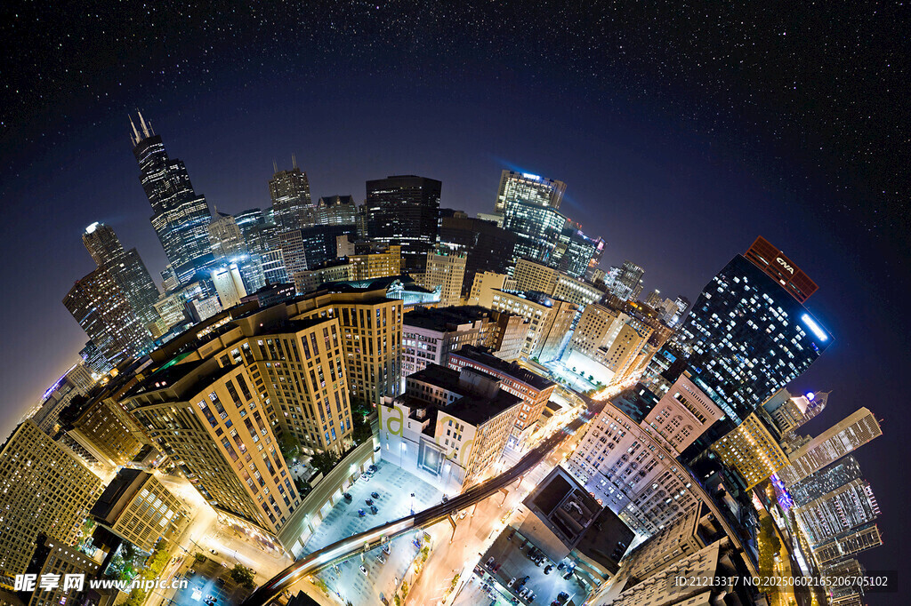 城市璀璨夜景俯瞰图