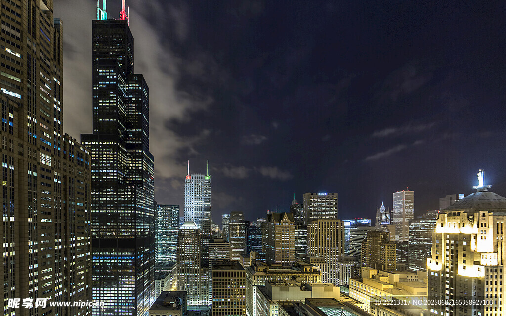 城市璀璨夜景俯瞰图