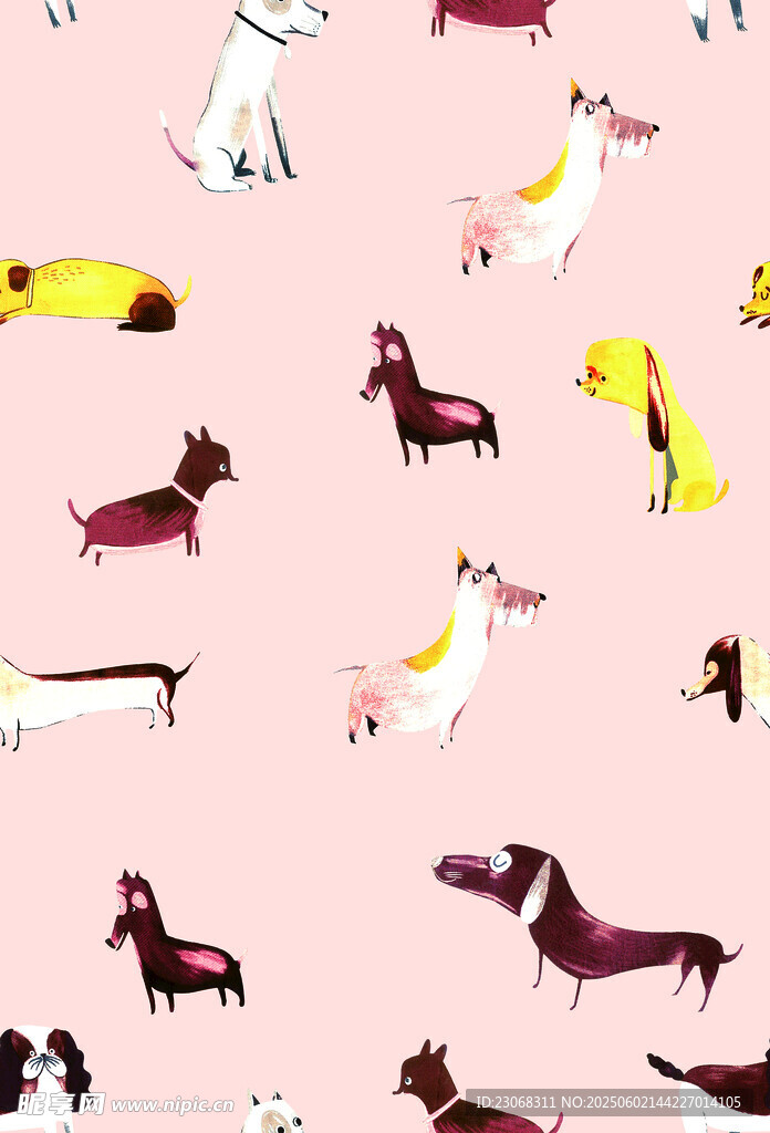 可爱腊肠犬图案背景设计