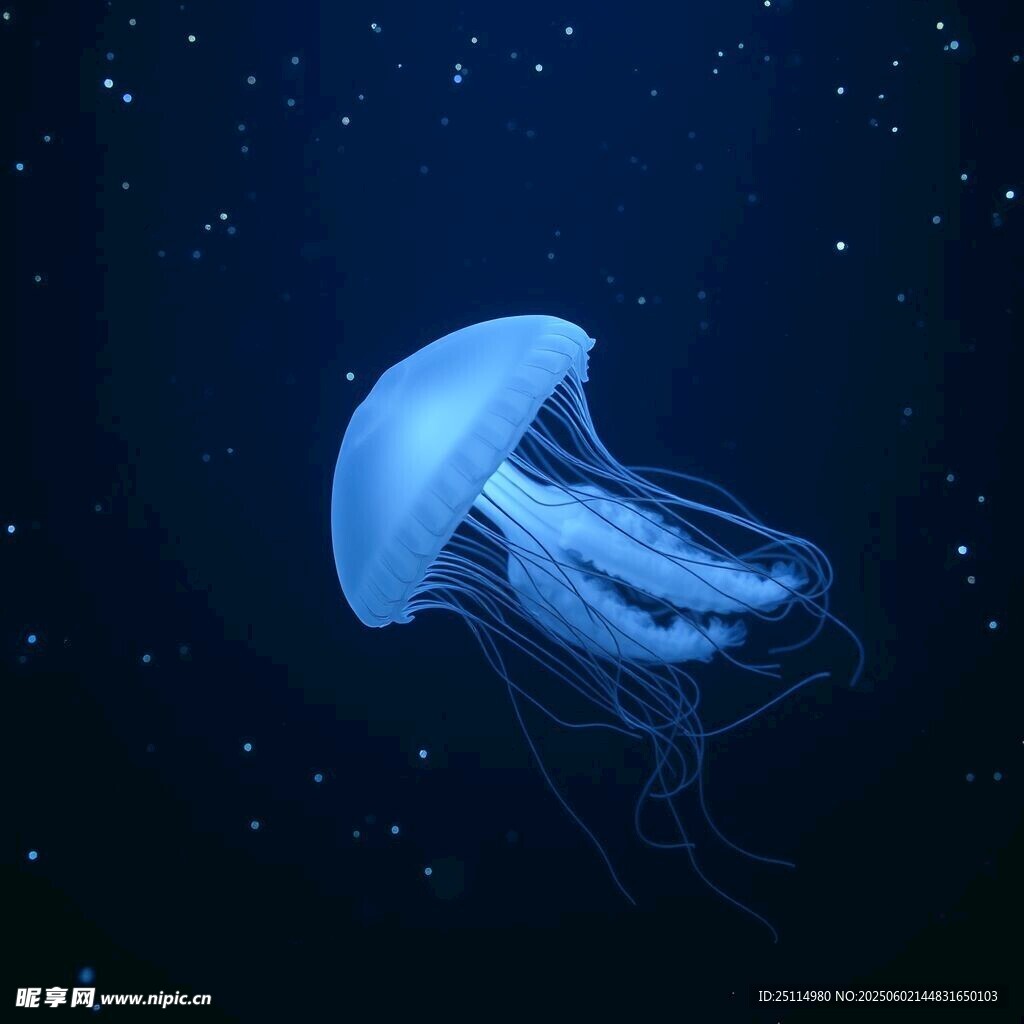 梦幻水母在深海中飘逸