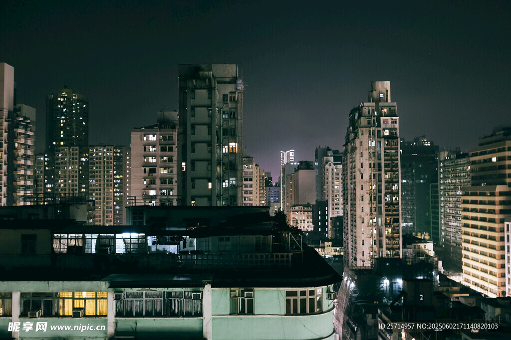 城市夜景俯瞰高楼灯火