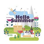 你好夏天插画场景