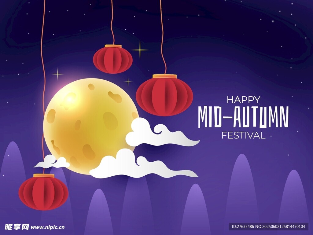 中秋月夜挂红灯