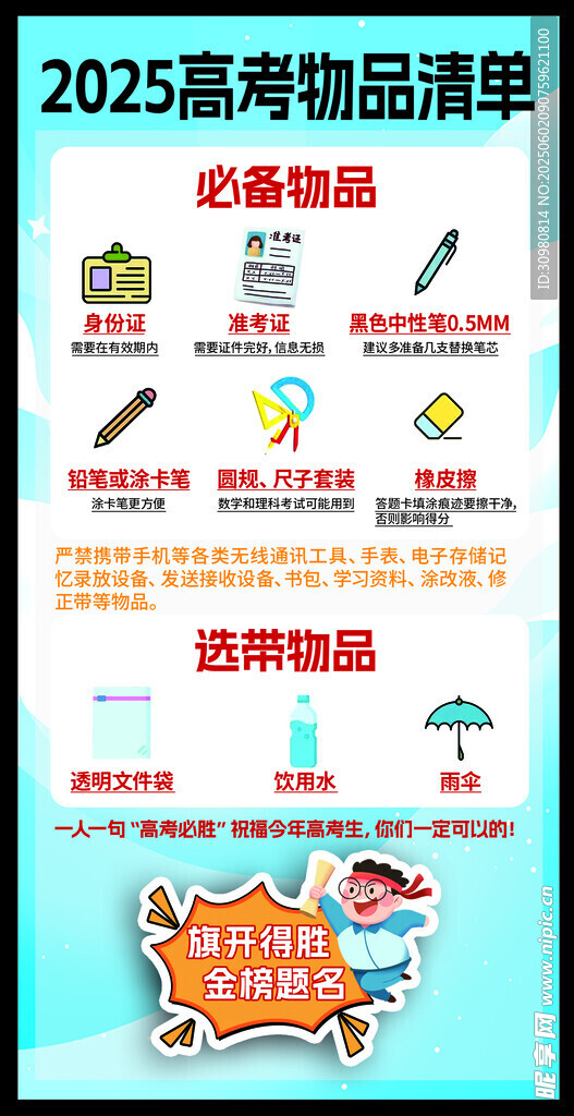 2025高考必备卡片竖版