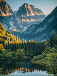 山间静谧湖景 秀丽风光