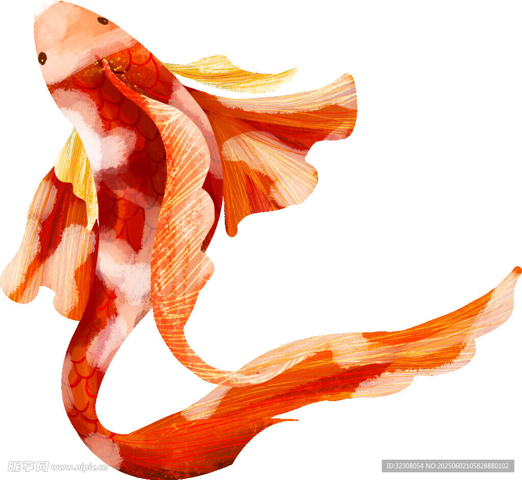 水墨风灵动金鱼插画
