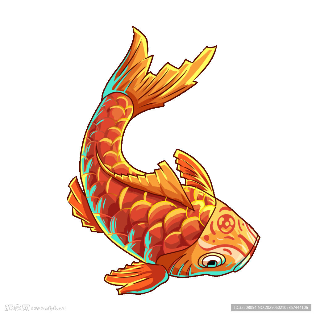 橙色锦鲤插画