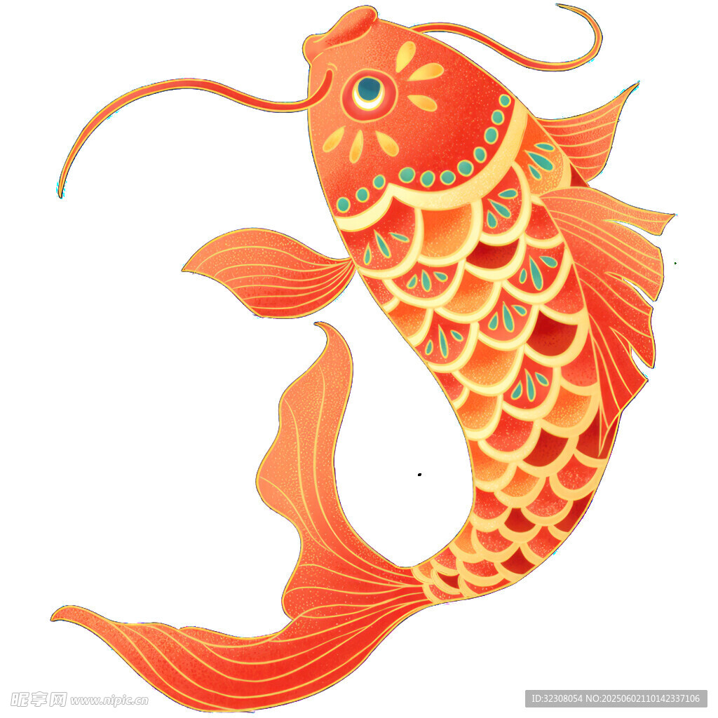 吉祥红鲤鱼插画