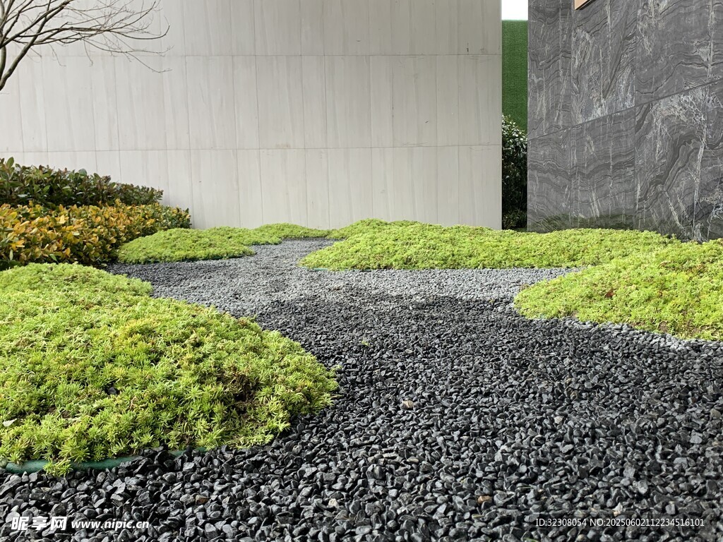 日式庭院碎石绿植景观