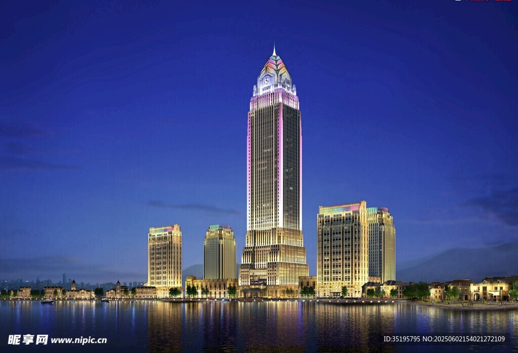 璀璨夜景中的摩天大楼