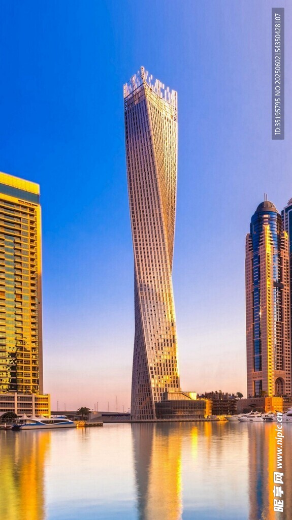 迪拜城市天际线摩天大楼景观
