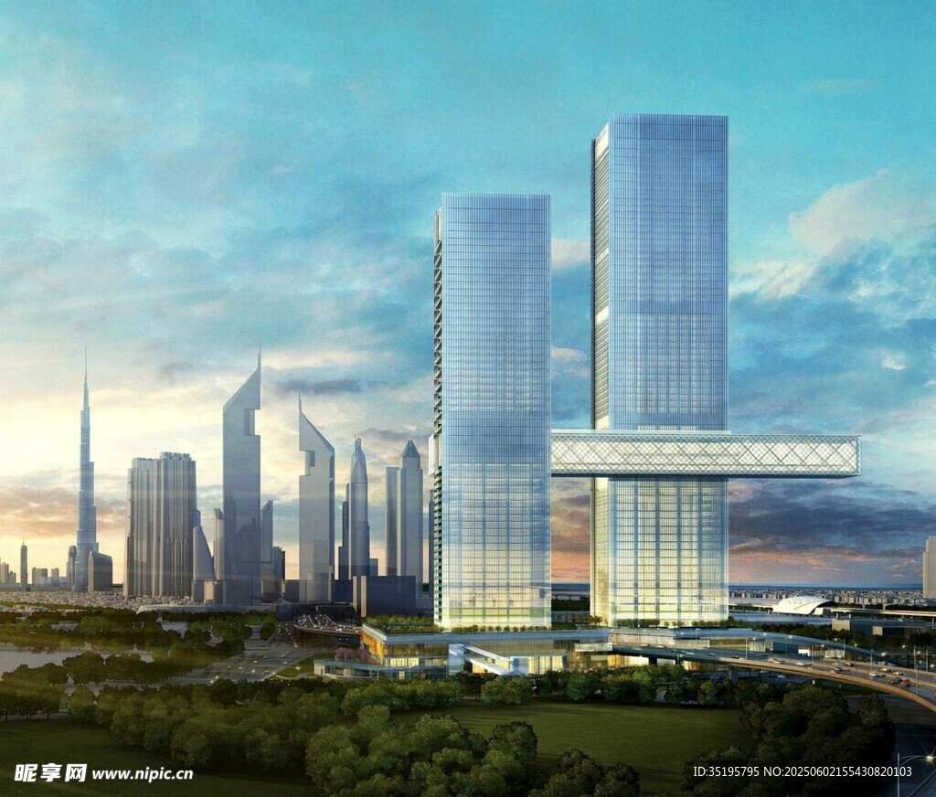 未来都市摩天建筑群景观