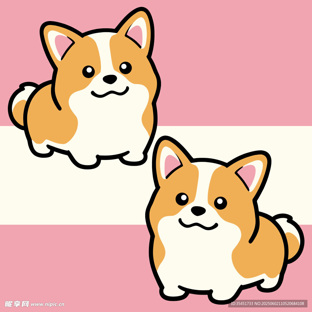 可爱柯基卡通形象展示