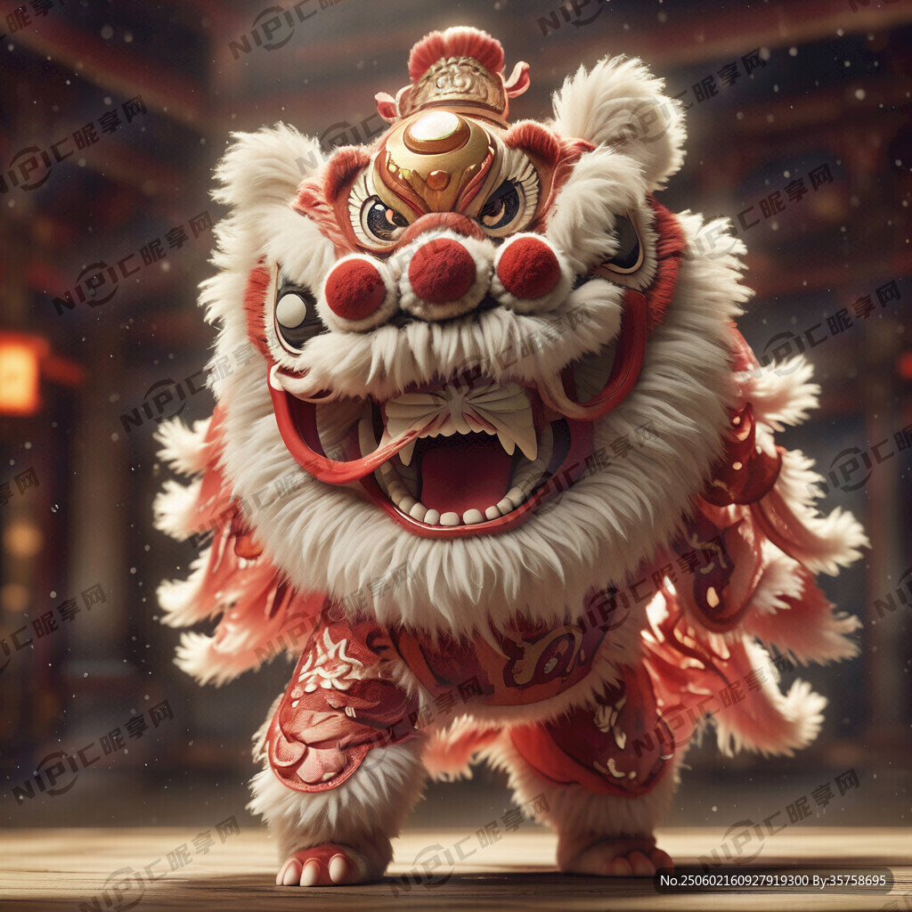 生成一个舞狮狮 要求桃红色为主