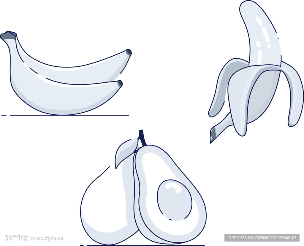 香蕉与梨的简约插画
