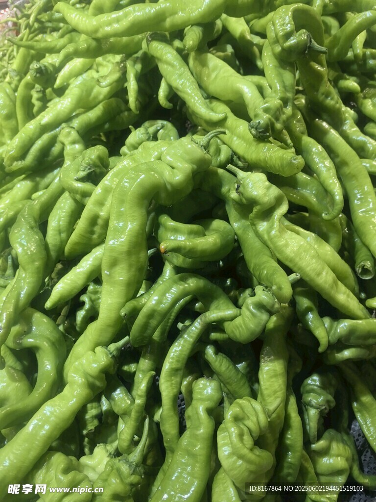 鲜嫩褶皱青椒特写