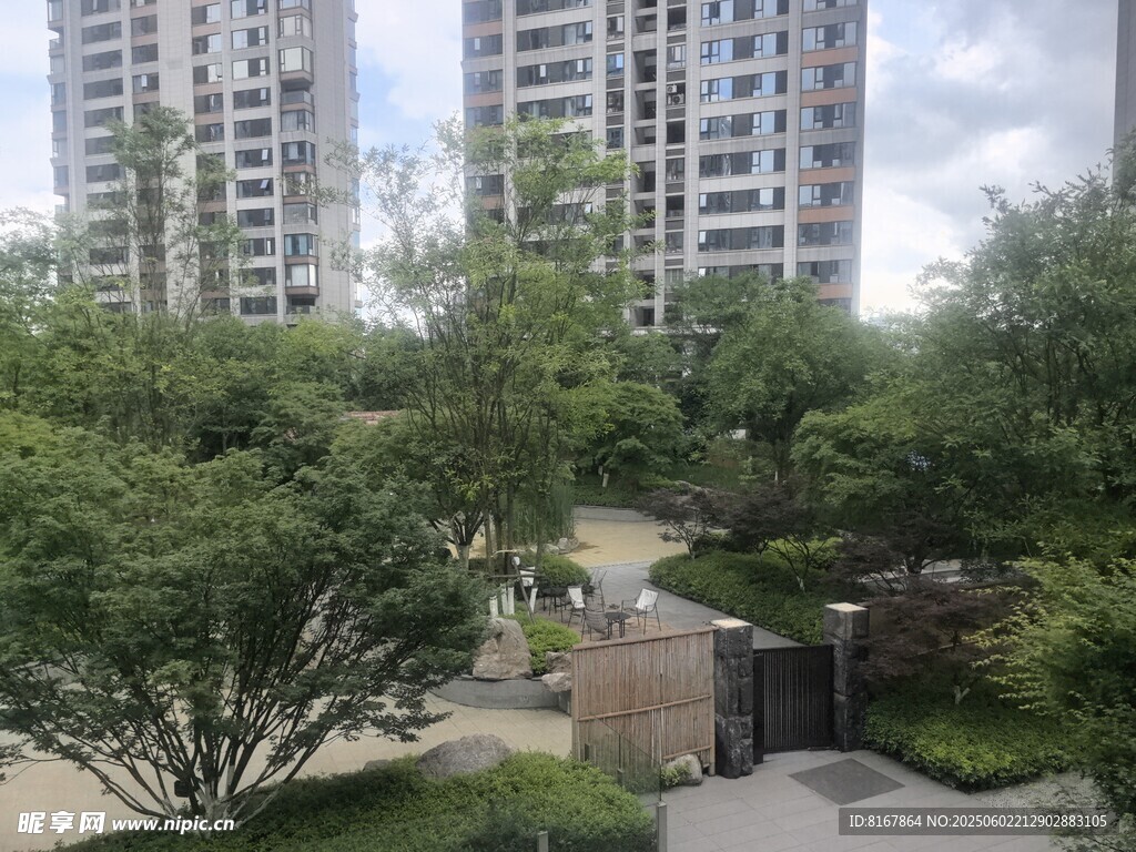 城市中的绿意园林景观