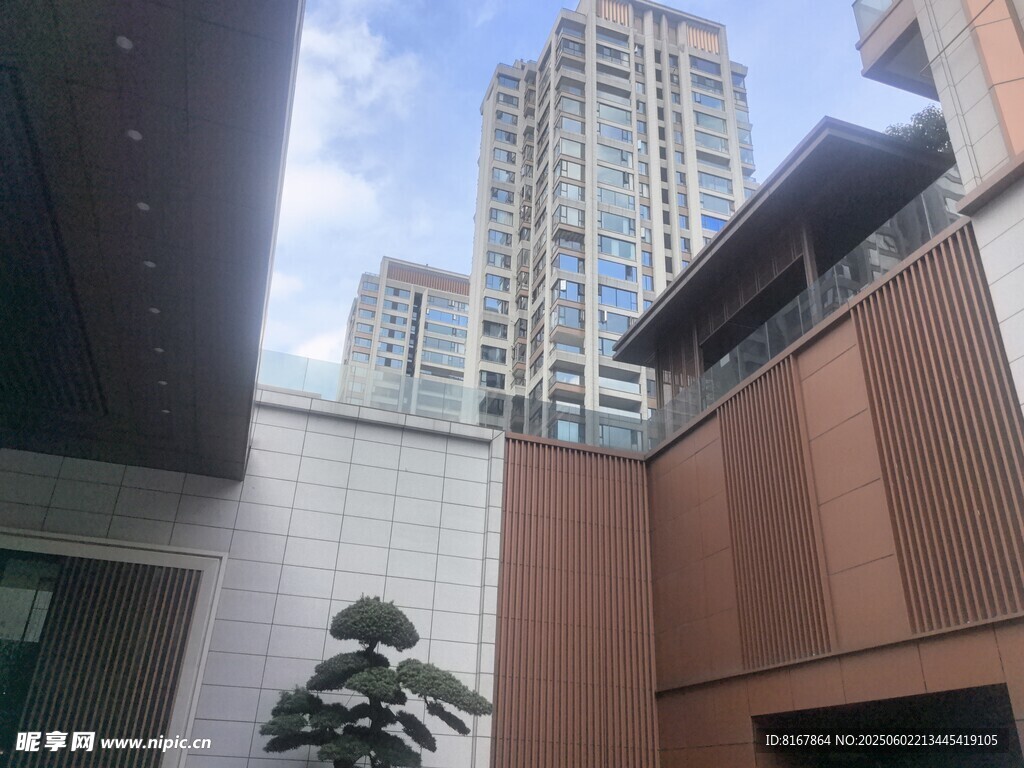 现代建筑与绿植景观