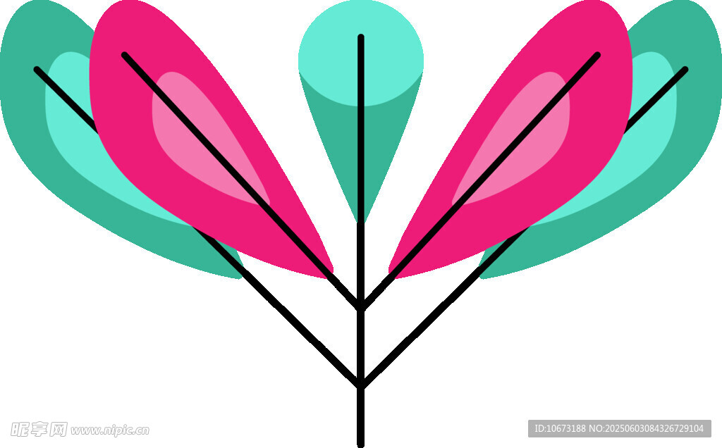 多彩叶片矢量插画图形