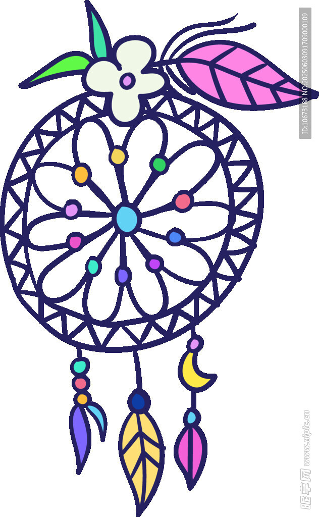 彩色梦幻捕梦网插画