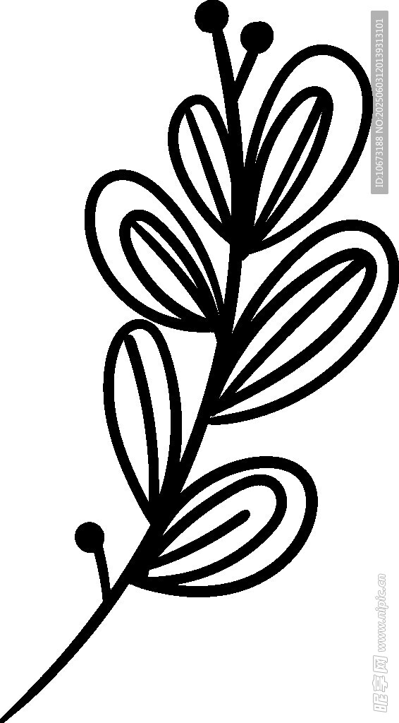 简约手绘植物枝叶图案