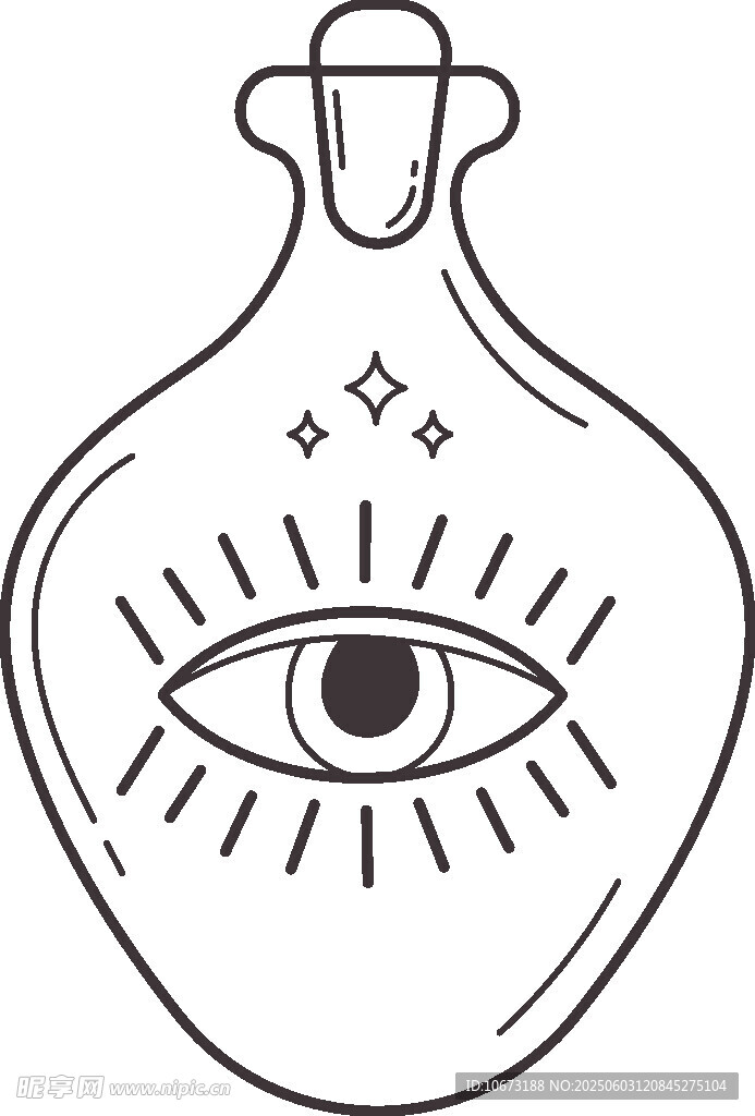 神秘眼球魔法瓶插画