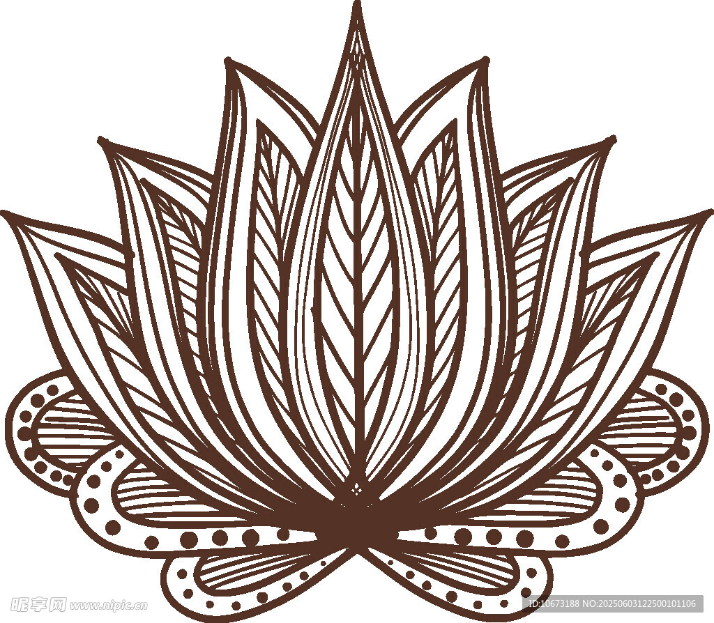 手绘莲花图案装饰元素