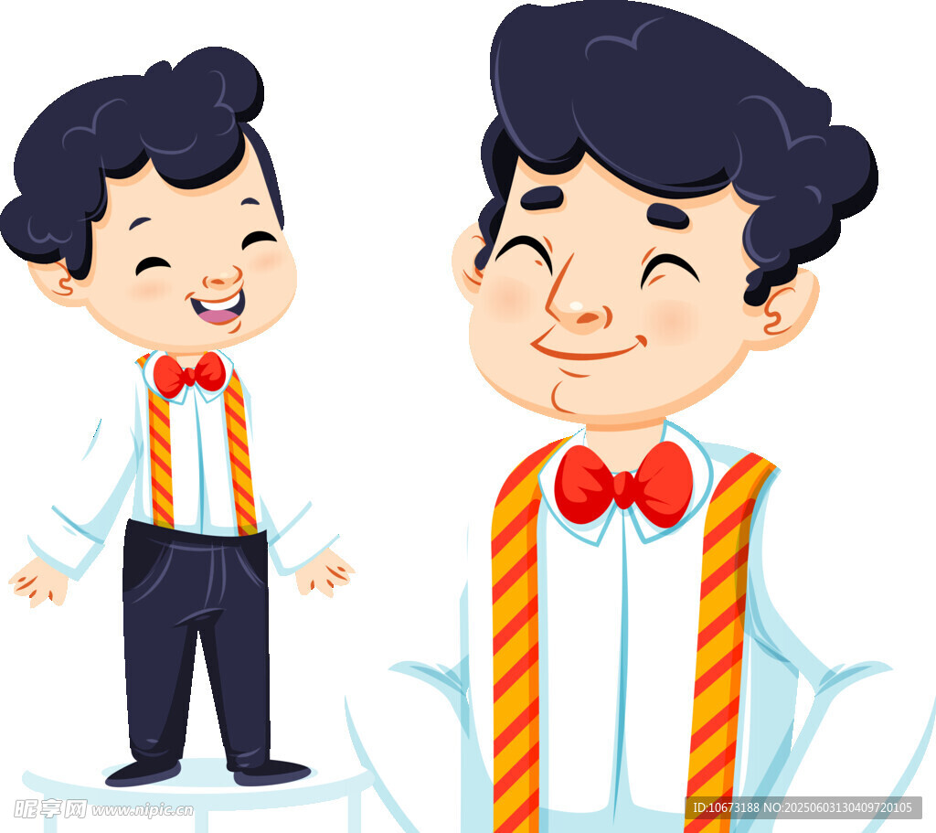 帅气男孩穿衬衫领结造型
