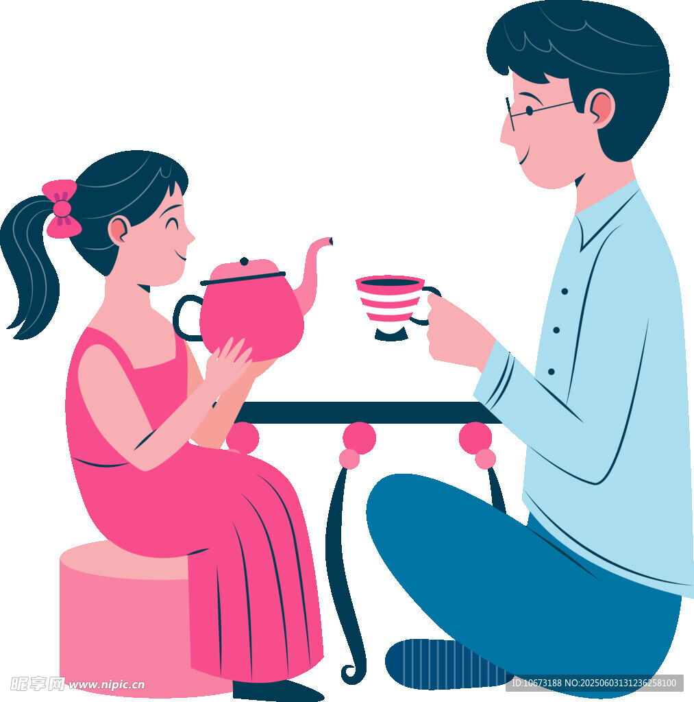 父女温馨饮茶时光