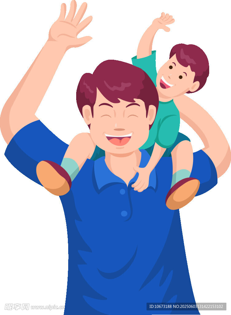 父亲肩扛孩子欢乐瞬间