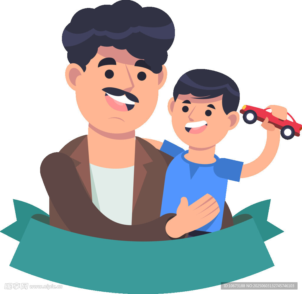 父亲与孩子开心玩玩具车