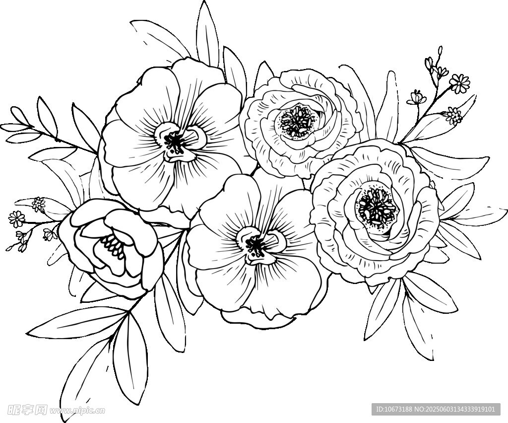 花卉线描图案
