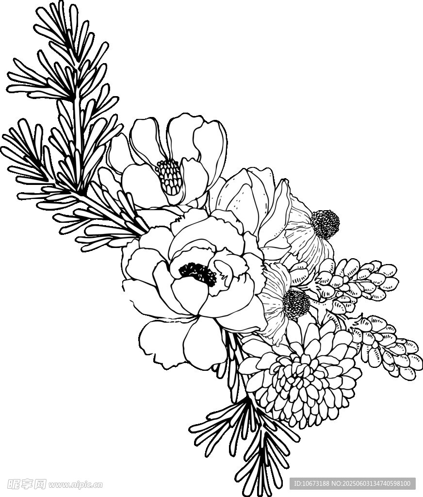 手绘花卉枝叶图案