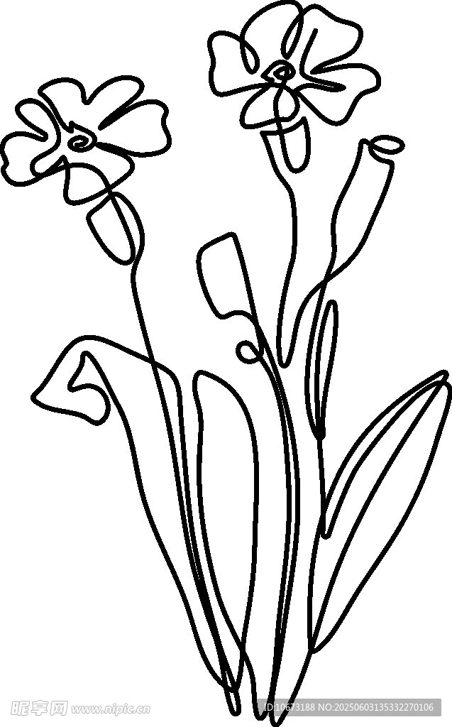 手绘线条花卉图案