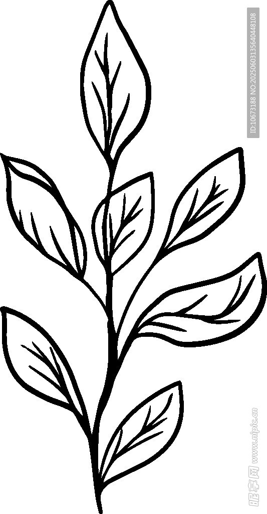 手绘简约植物枝叶图案