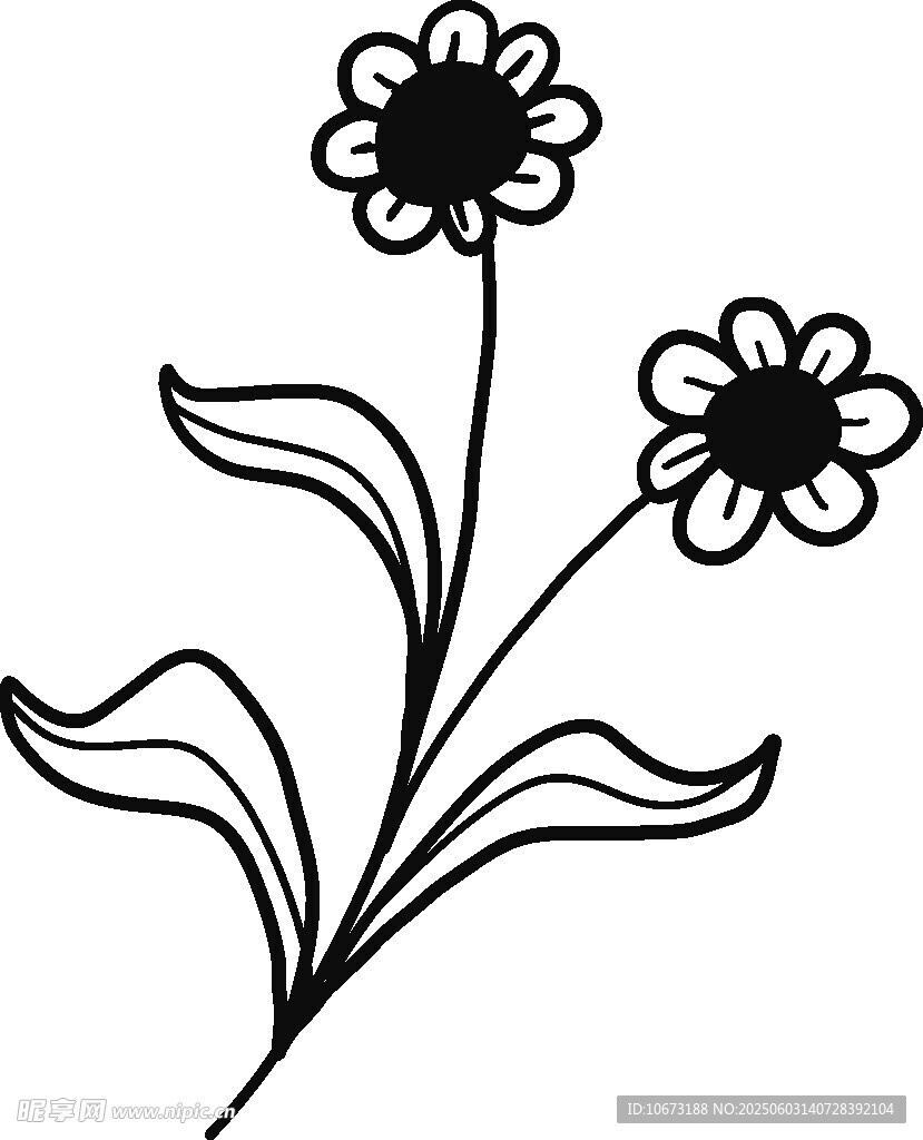 手绘双花图案