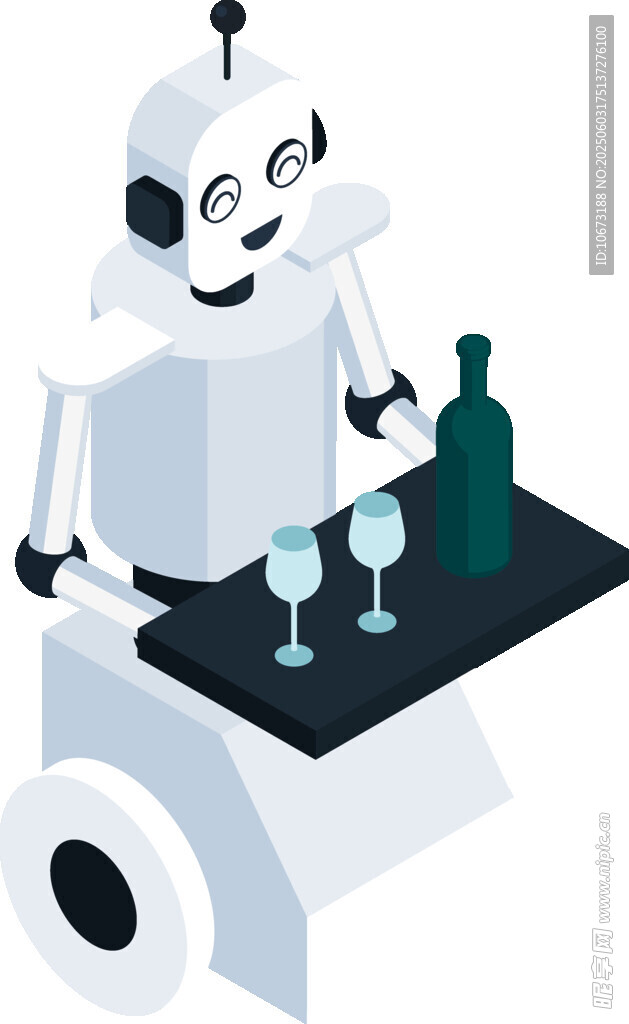 机器人推车送酒与酒杯