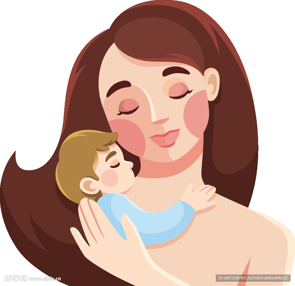 母亲温柔怀抱中的婴儿