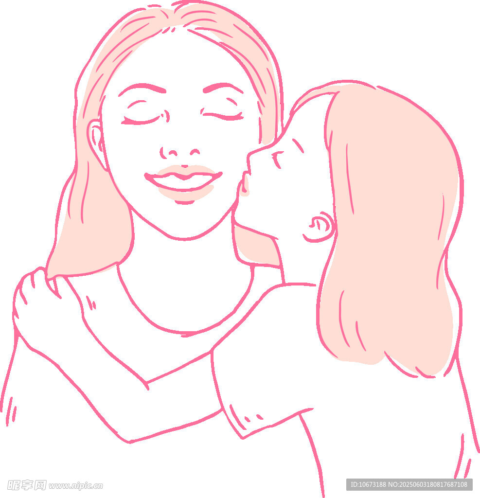 女儿亲吻母亲的温馨瞬间