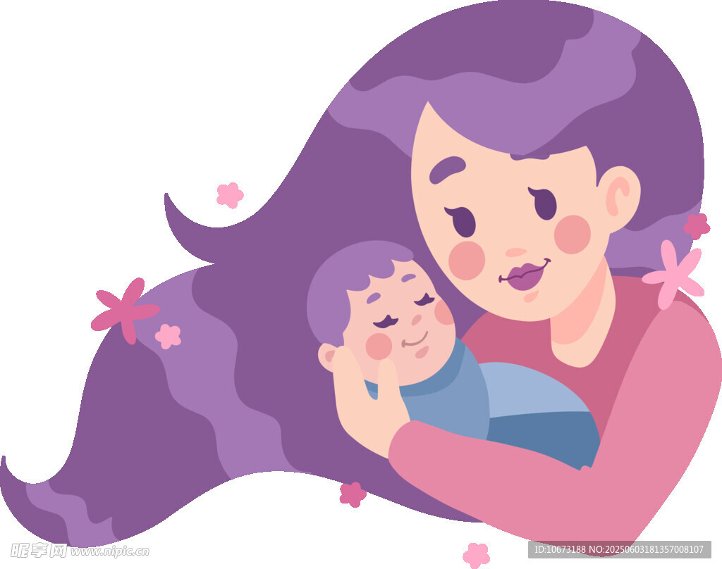 母亲温柔怀抱中的可爱婴儿