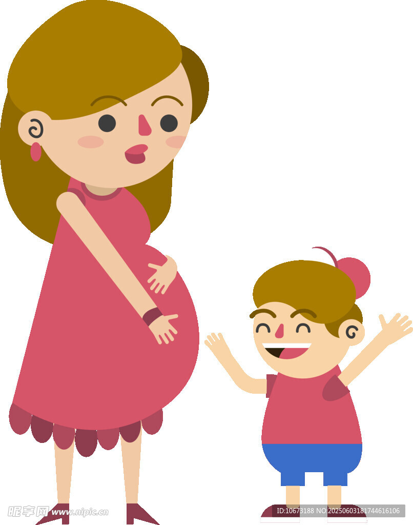 孕妇与小孩的温馨画面