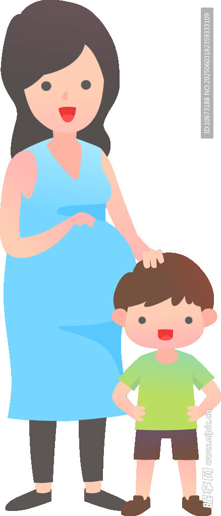 孕妇与小孩温馨相伴