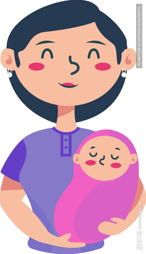 母亲怀抱熟睡婴儿