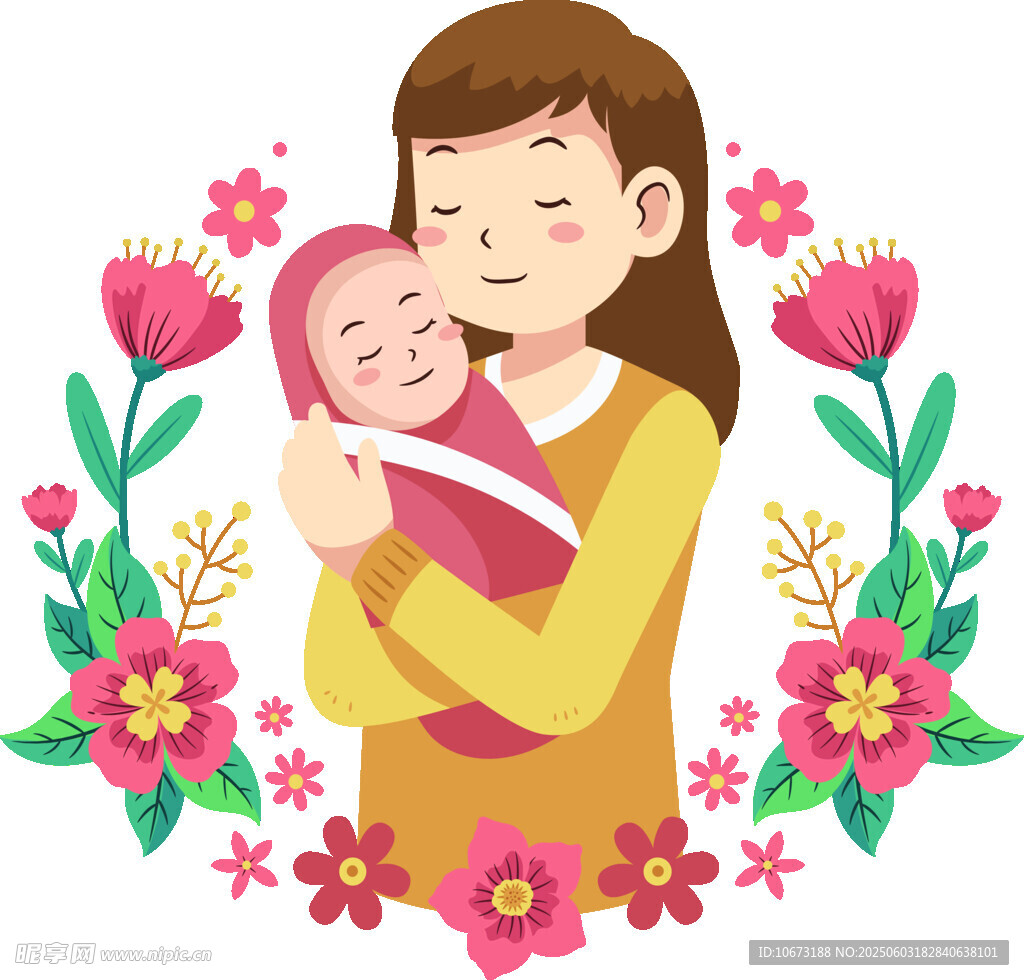 母亲怀抱婴儿的温馨画面