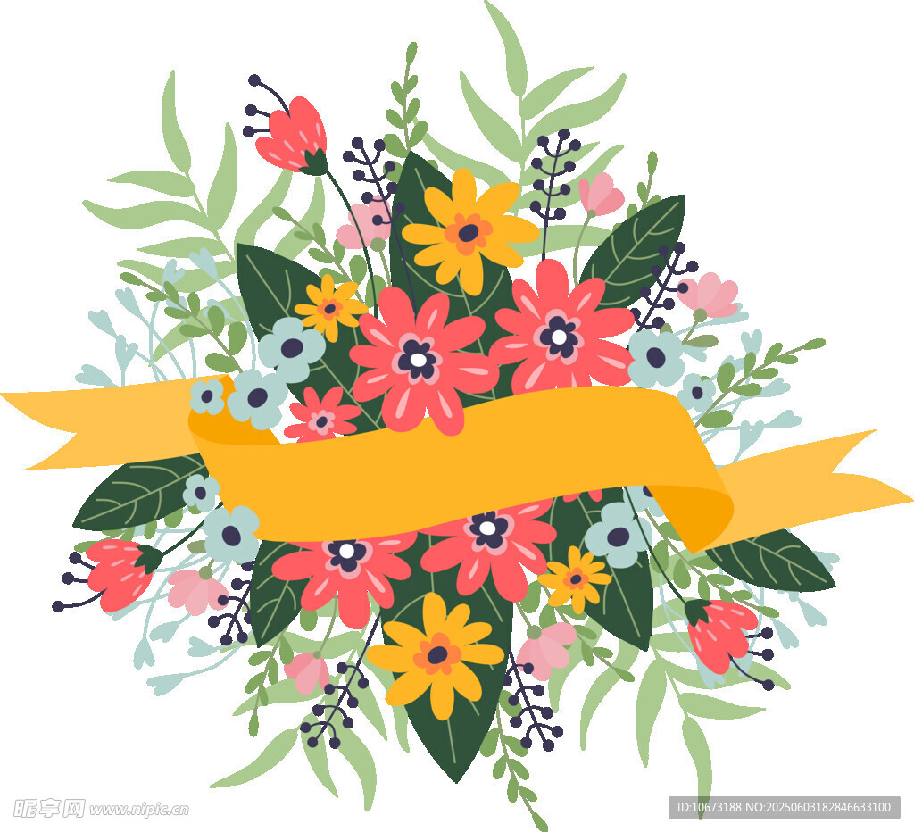 花卉装饰带插画