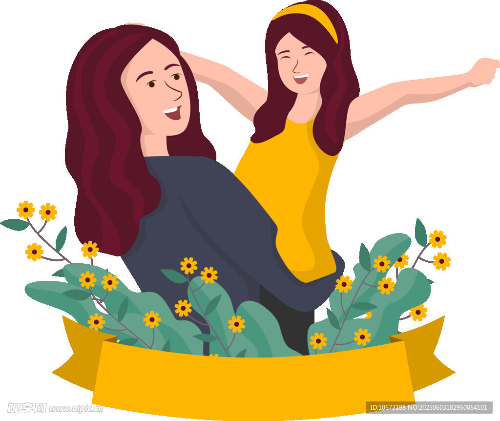 母女花海间的温馨时刻