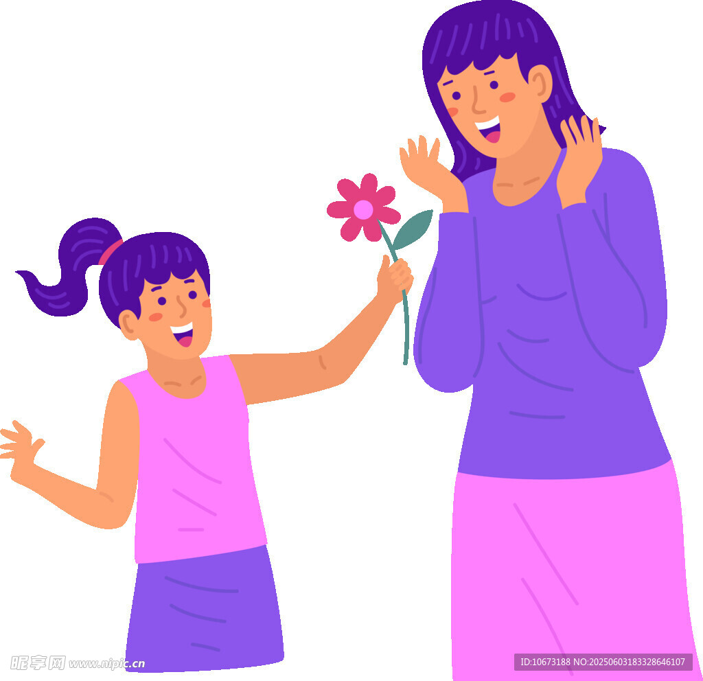 女儿献花给妈妈