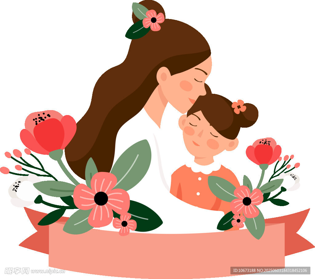母女温馨时刻 花朵相伴