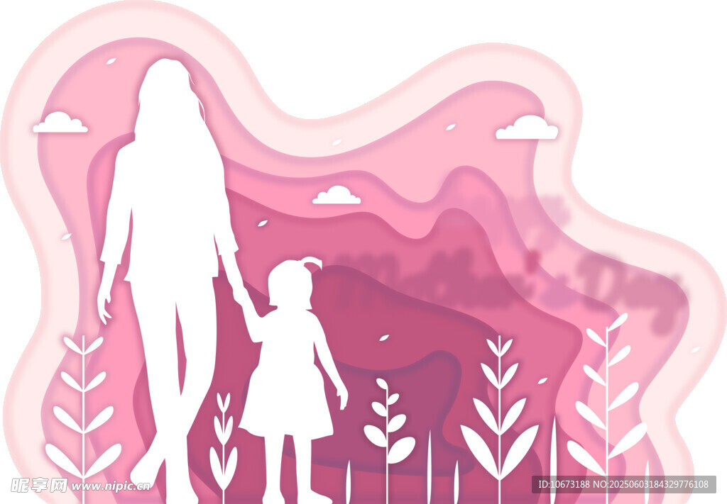 母女漫步粉色梦幻世界
