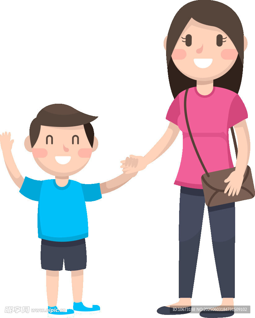 母子牵手出行